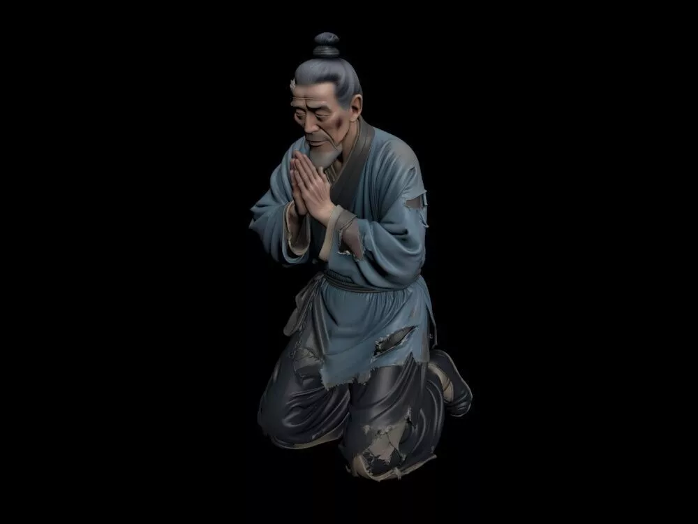 elder kneeling 3D model