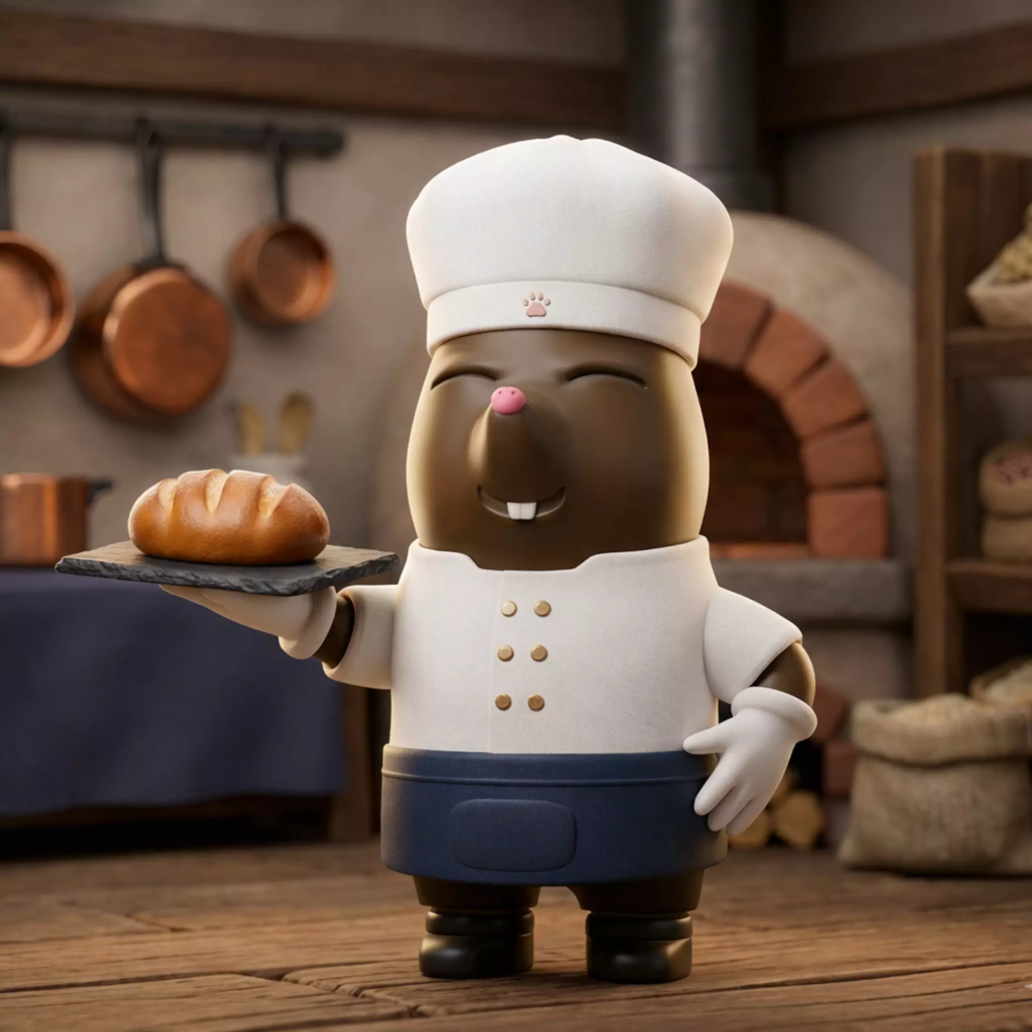 Chef Bruno Cute Mole Chef Character 3D model