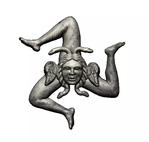 Sicilian Trinacria Medusa Emblem - 3D Relief Model Free low-poly 3D model