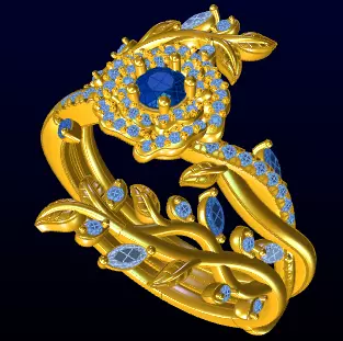 Nature Inspired Vine and Floral Gold Ring Low-poly 3D model