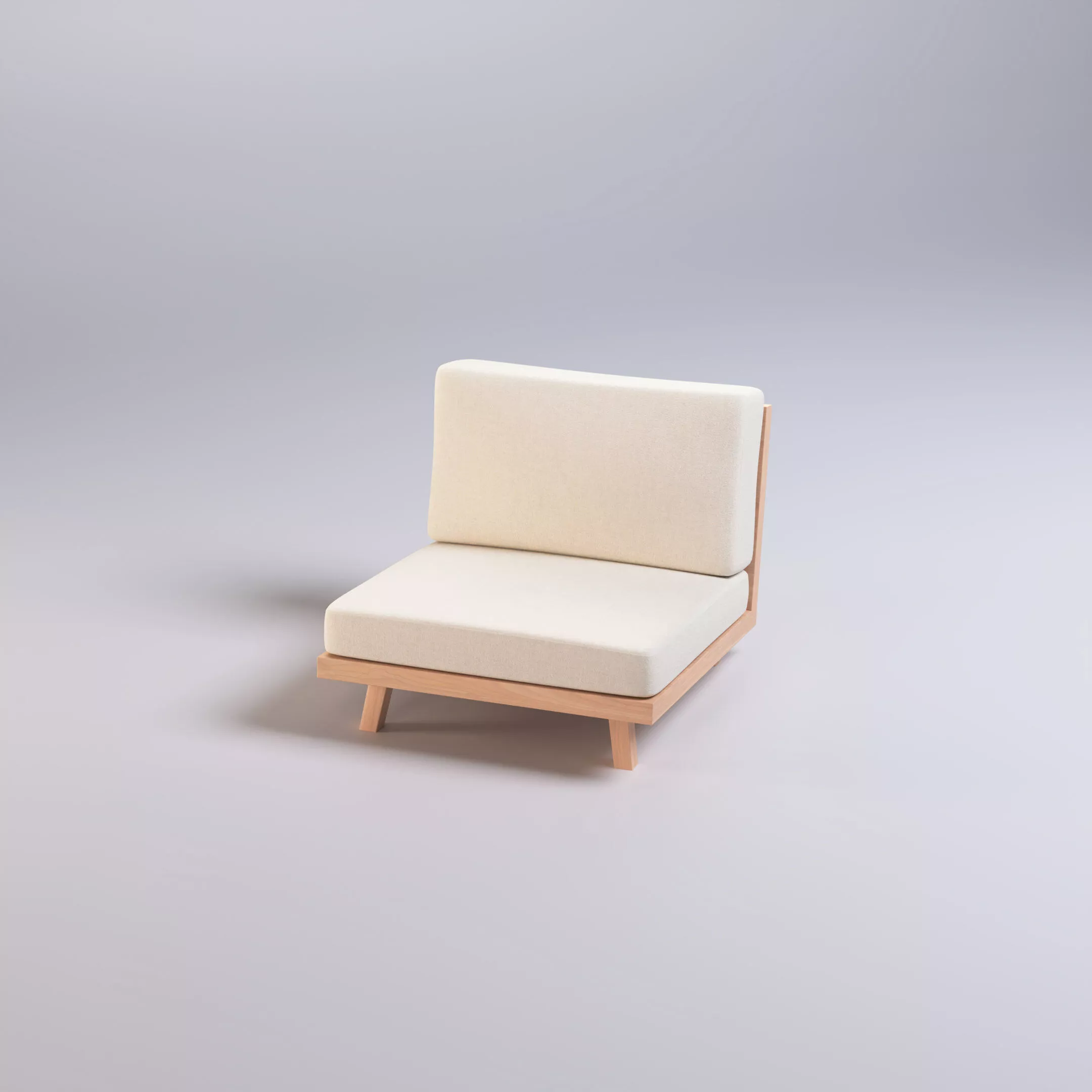 Japandi Tokyo Armless Single Seat Sofa 3D Model Low-poly 3D model
