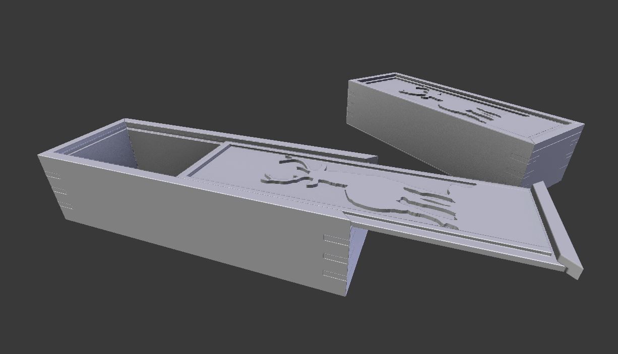 Wooden Sliding Box 3D model_1