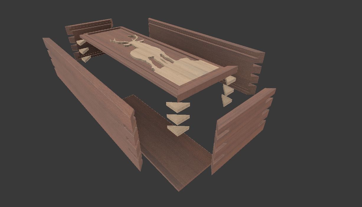 Wooden Sliding Box 3D model_3
