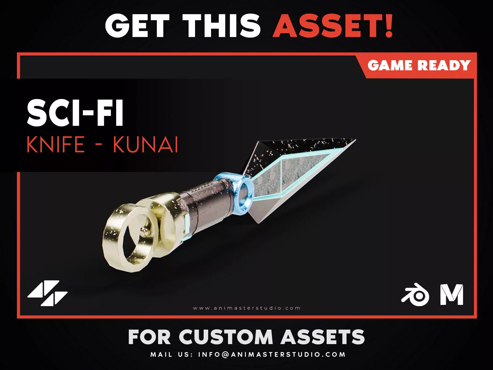 Sci-Fi Knife - Kunai Low-poly 3D model