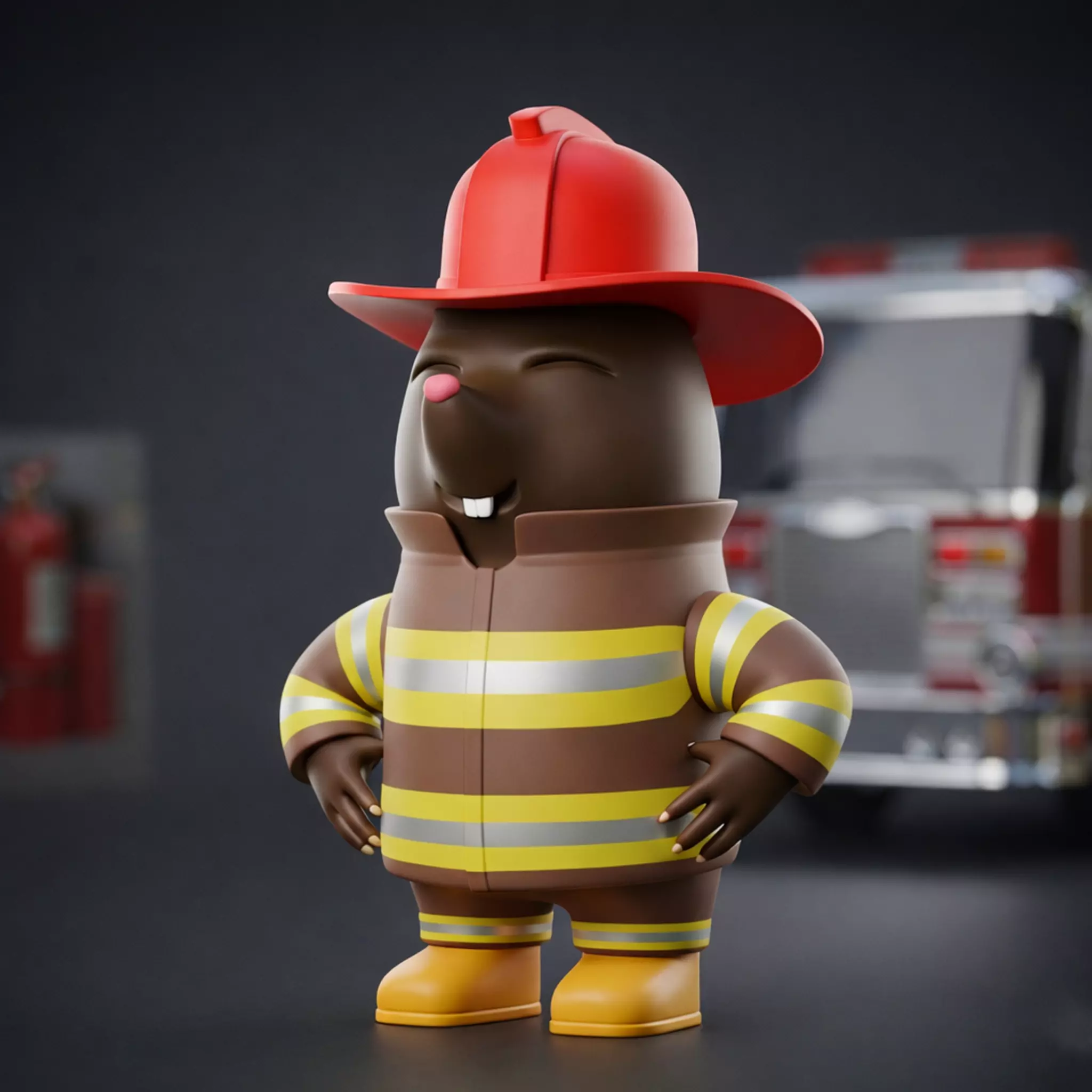 Blaze the Firefighter Cute Mole Firefighter Character 3D model