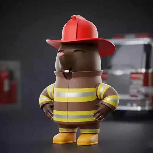 Blaze the Firefighter Cute Mole Firefighter Character
