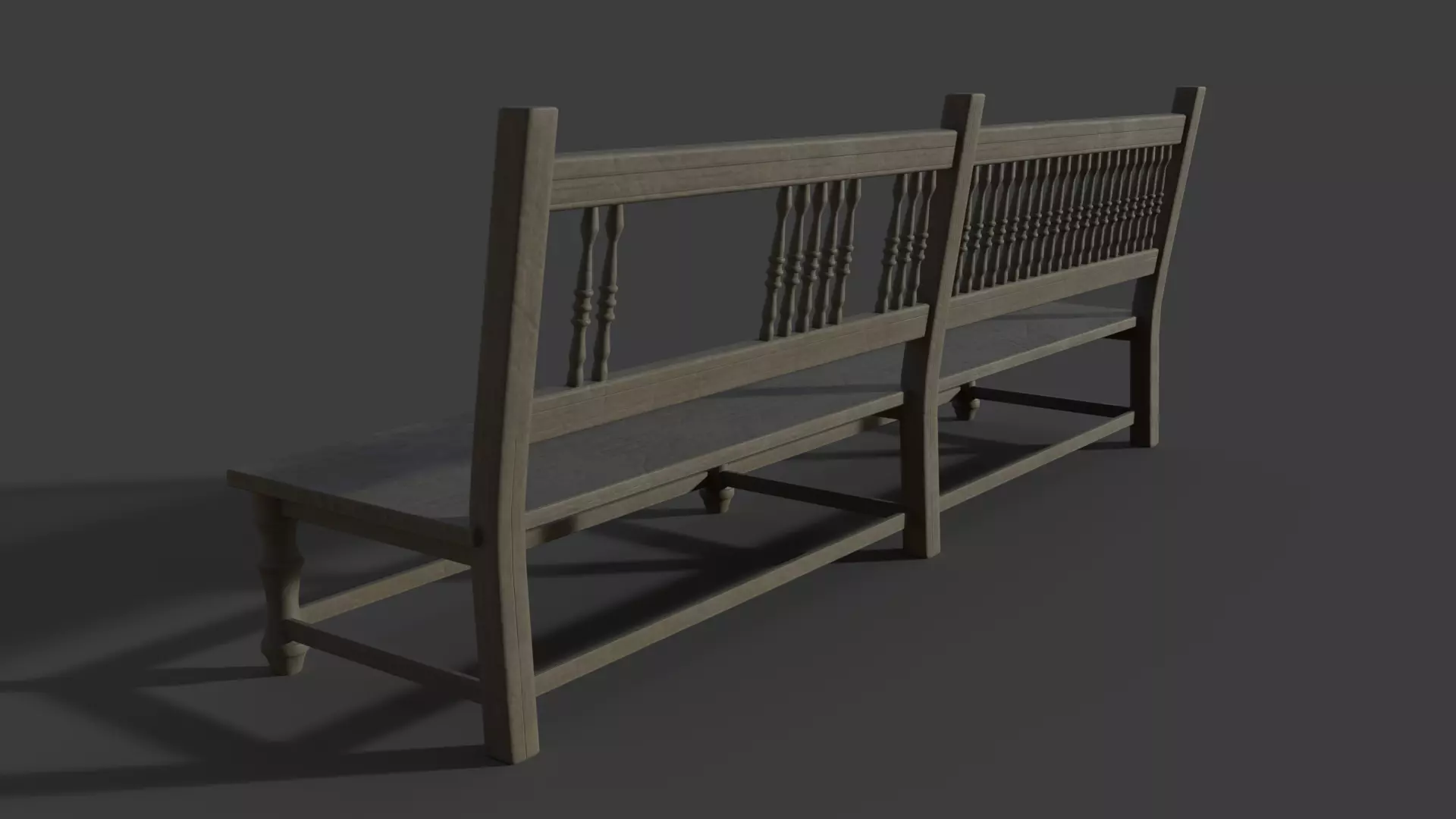 Old Wooden Bench Low-poly 3D model