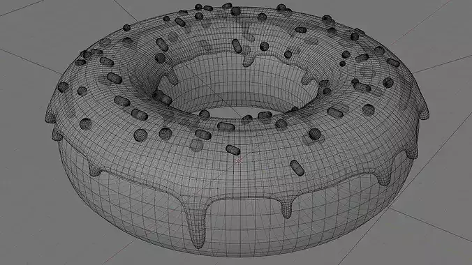Stylized Chocolate Glazed Donut with Sprinkles Game Ready Low-poly 3D model 6