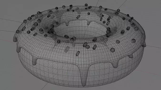 Stylized Chocolate Glazed Donut with Sprinkles Game Ready Low-poly 3D model 7