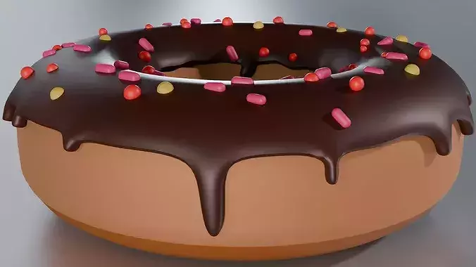 Stylized Chocolate Glazed Donut with Sprinkles Game Ready Low-poly 3D model 3