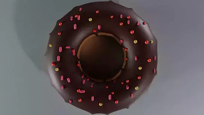 Stylized Chocolate Glazed Donut with Sprinkles Game Ready Low-poly 3D model 5