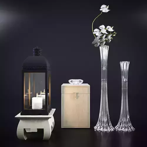 decor set candle in lantern on table