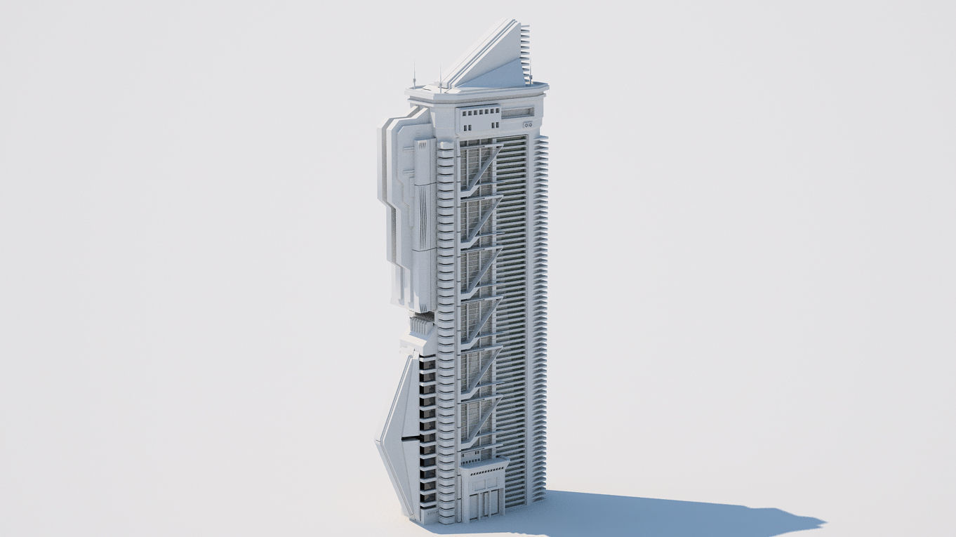 Futuristic Buildings Pack 3D model_5