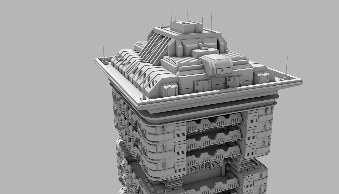 Futuristic Buildings Pack 3D model_13