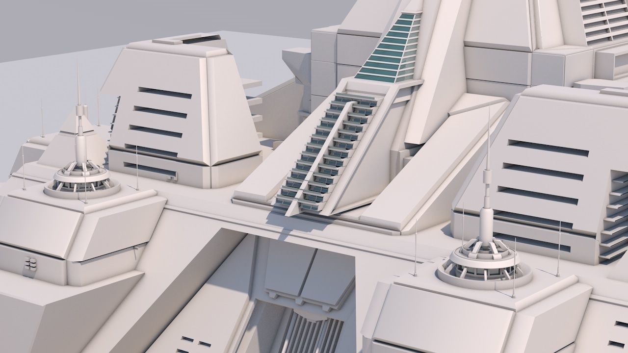 Futuristic Buildings Pack 3D model_30