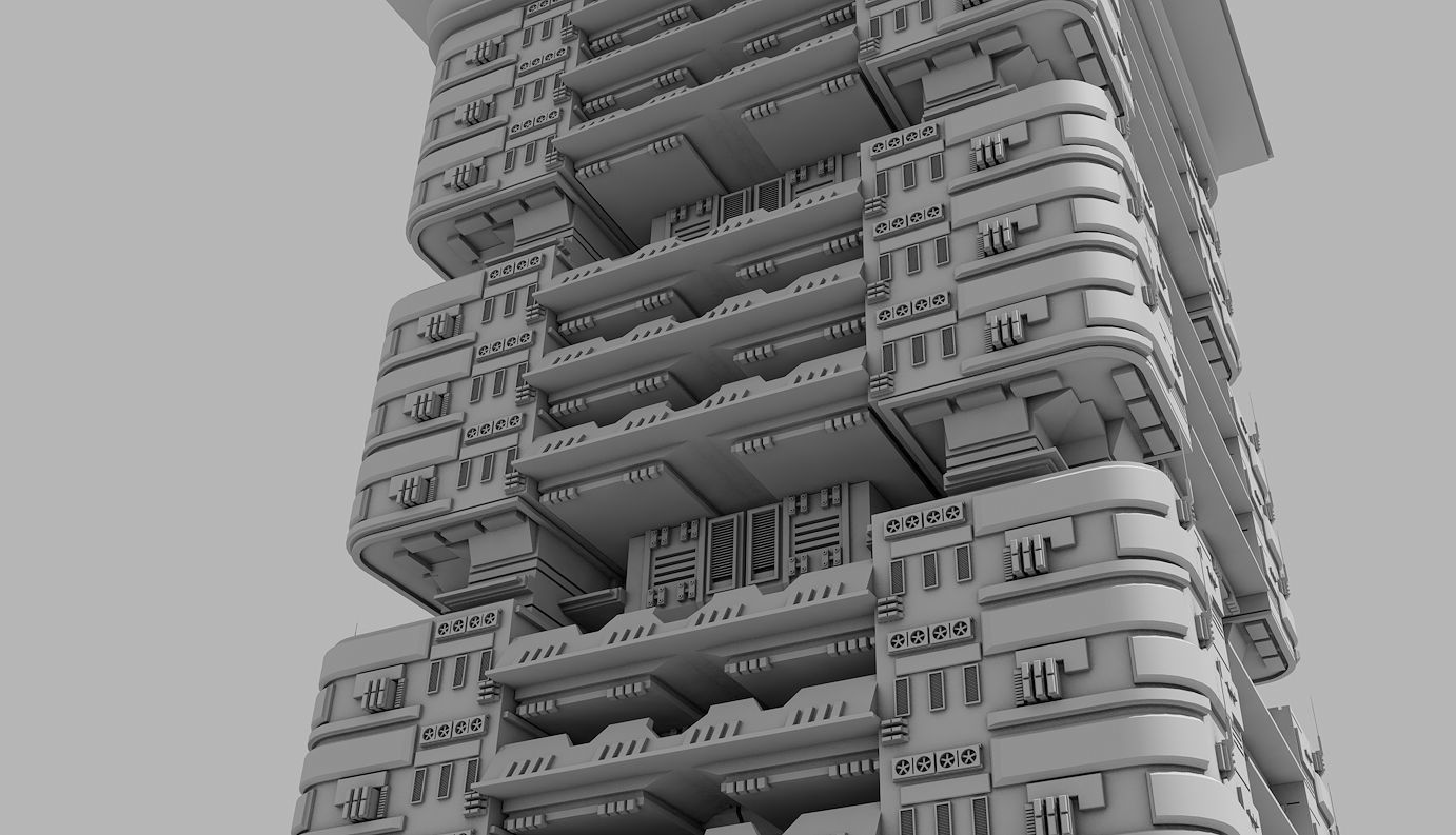 Futuristic Buildings Pack 3D model_11