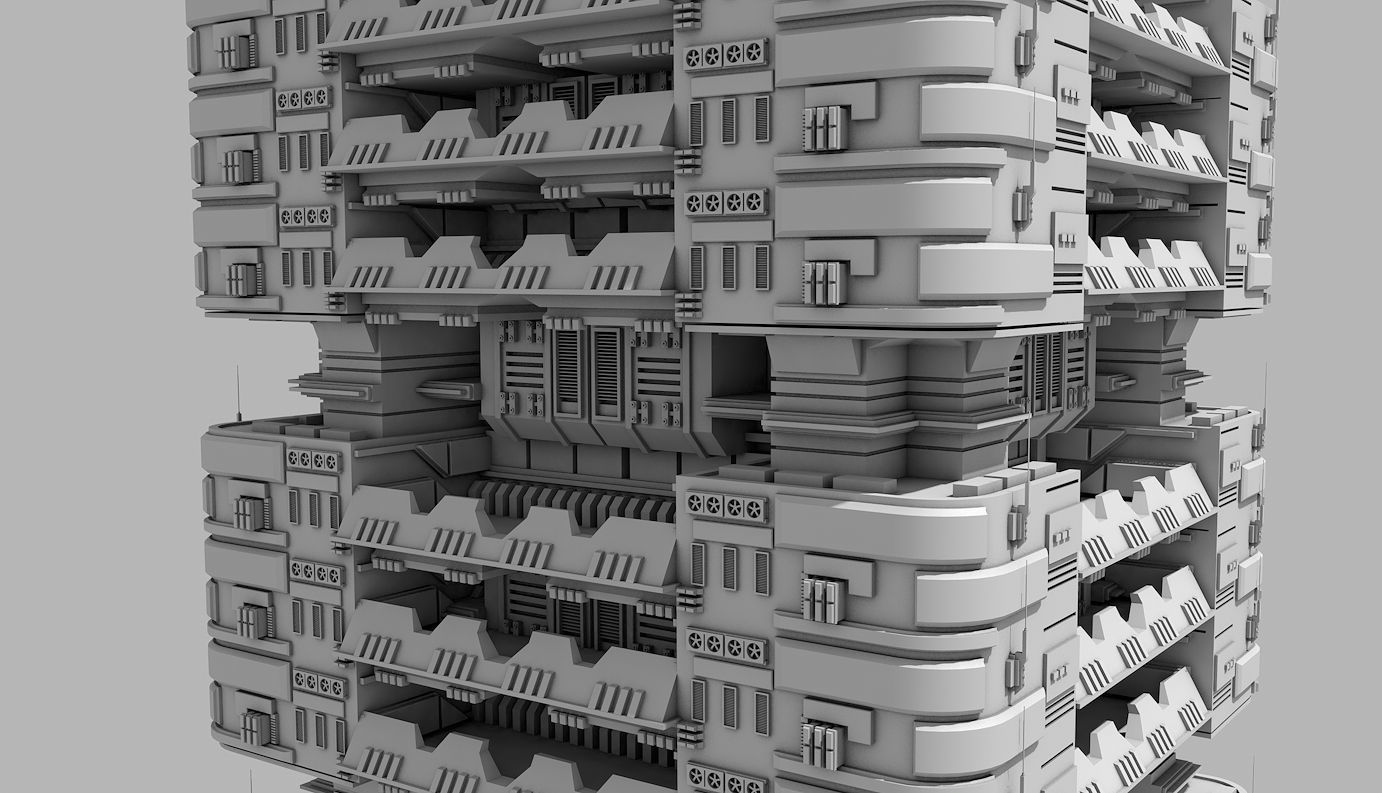 Futuristic Buildings Pack 3D model_18