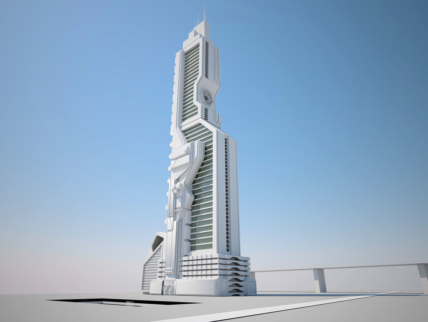 Futuristic Buildings Pack 3D model_47