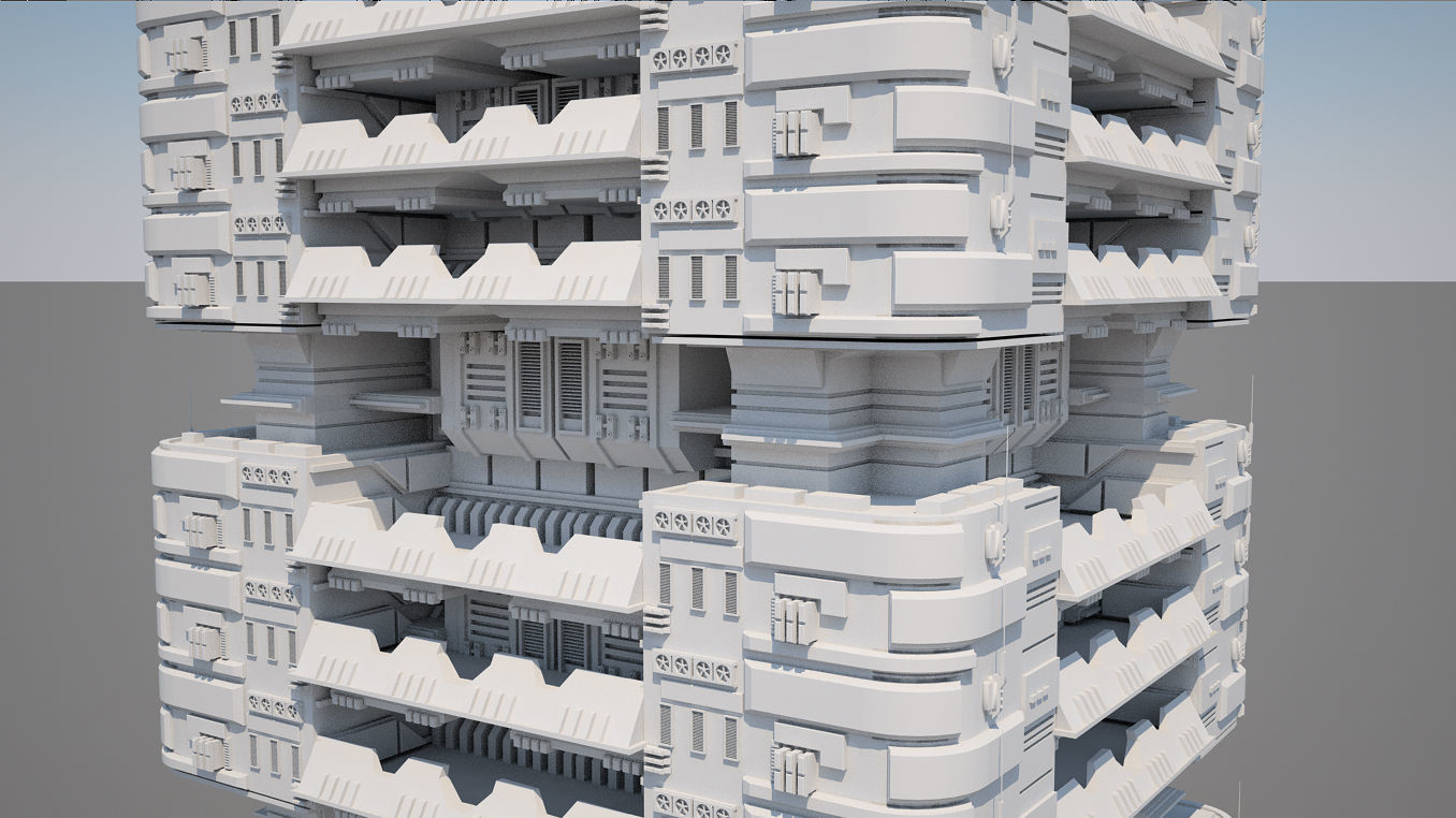 Futuristic Buildings Pack 3D model_19