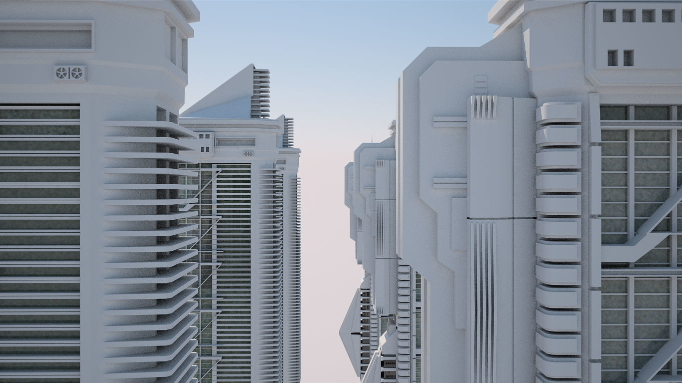 Futuristic Buildings Pack 3D model_1