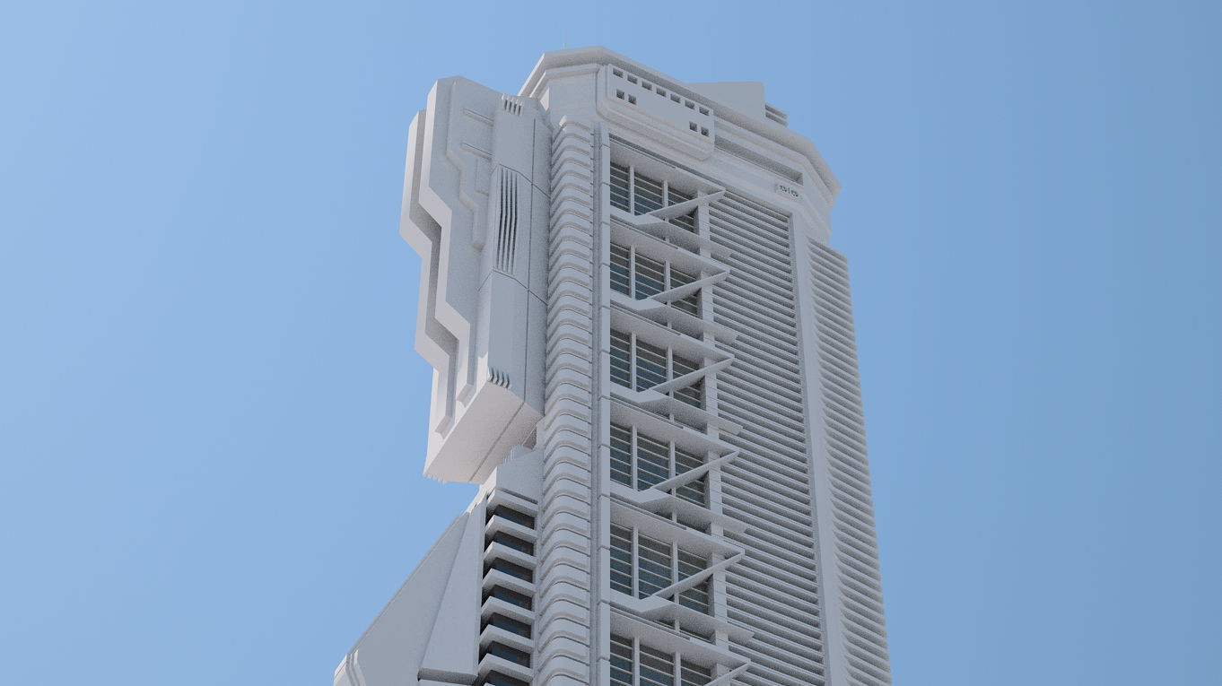 Futuristic Buildings Pack 3D model_2