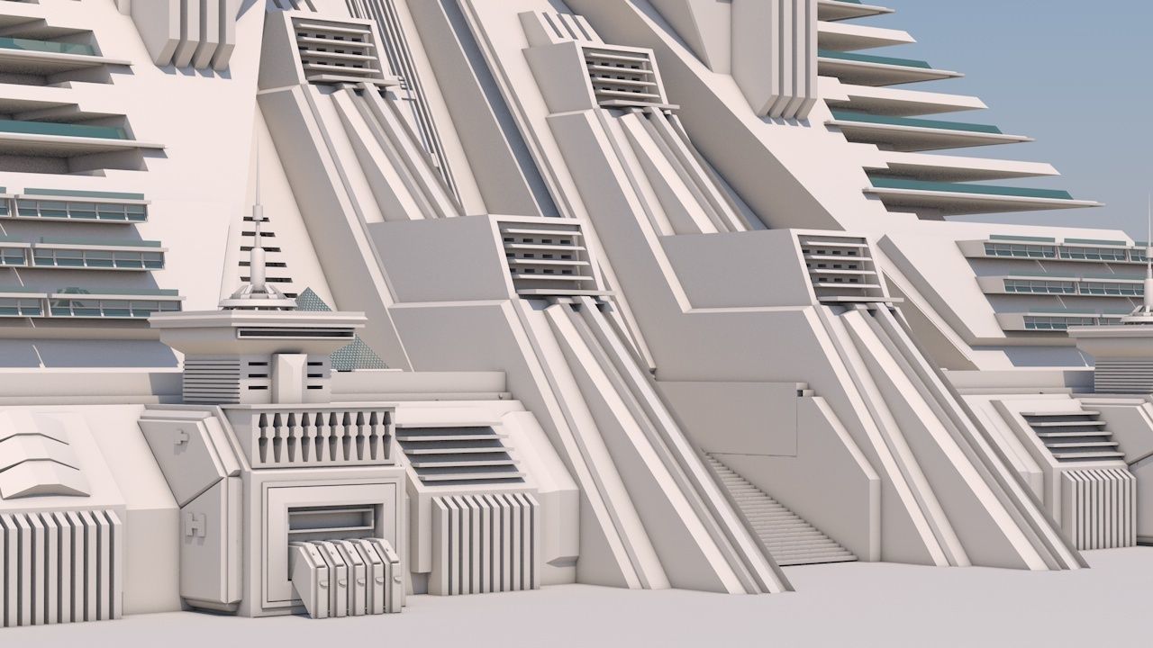 Futuristic Buildings Pack 3D model_24