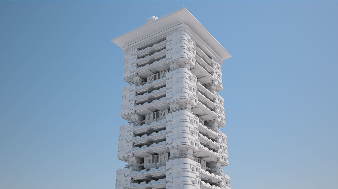 Futuristic Buildings Pack 3D model_9