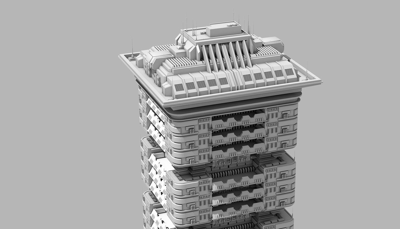 Futuristic Buildings Pack 3D model_10