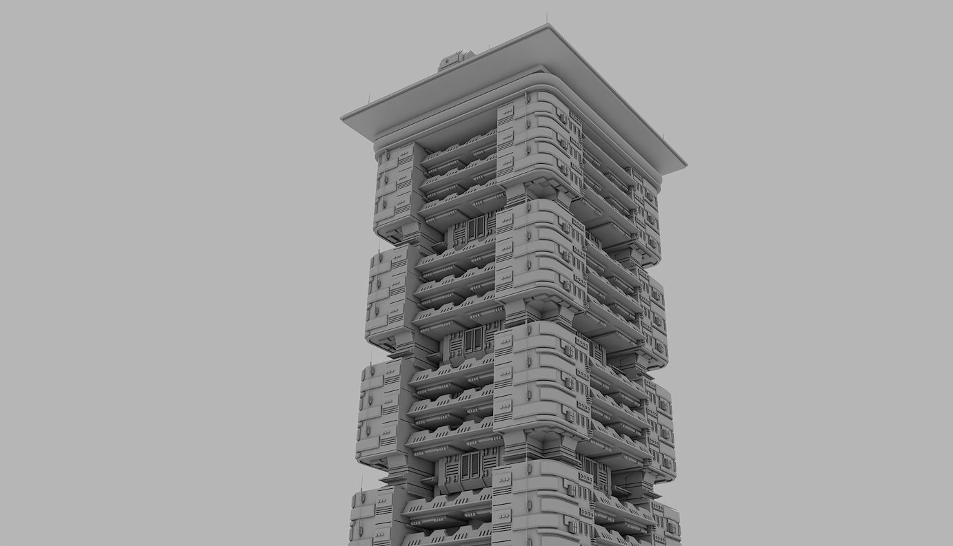 Futuristic Buildings Pack 3D model_17