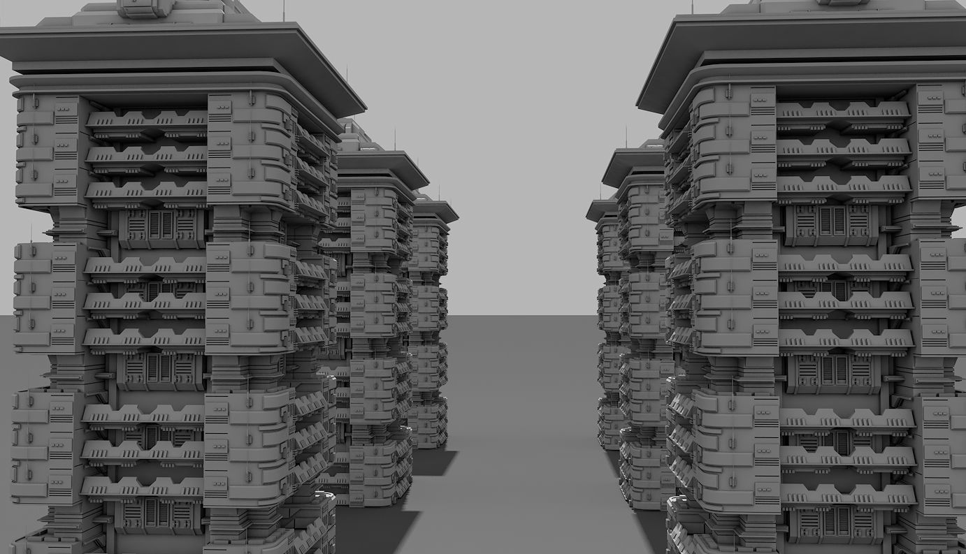 Futuristic Buildings Pack 3D model_16