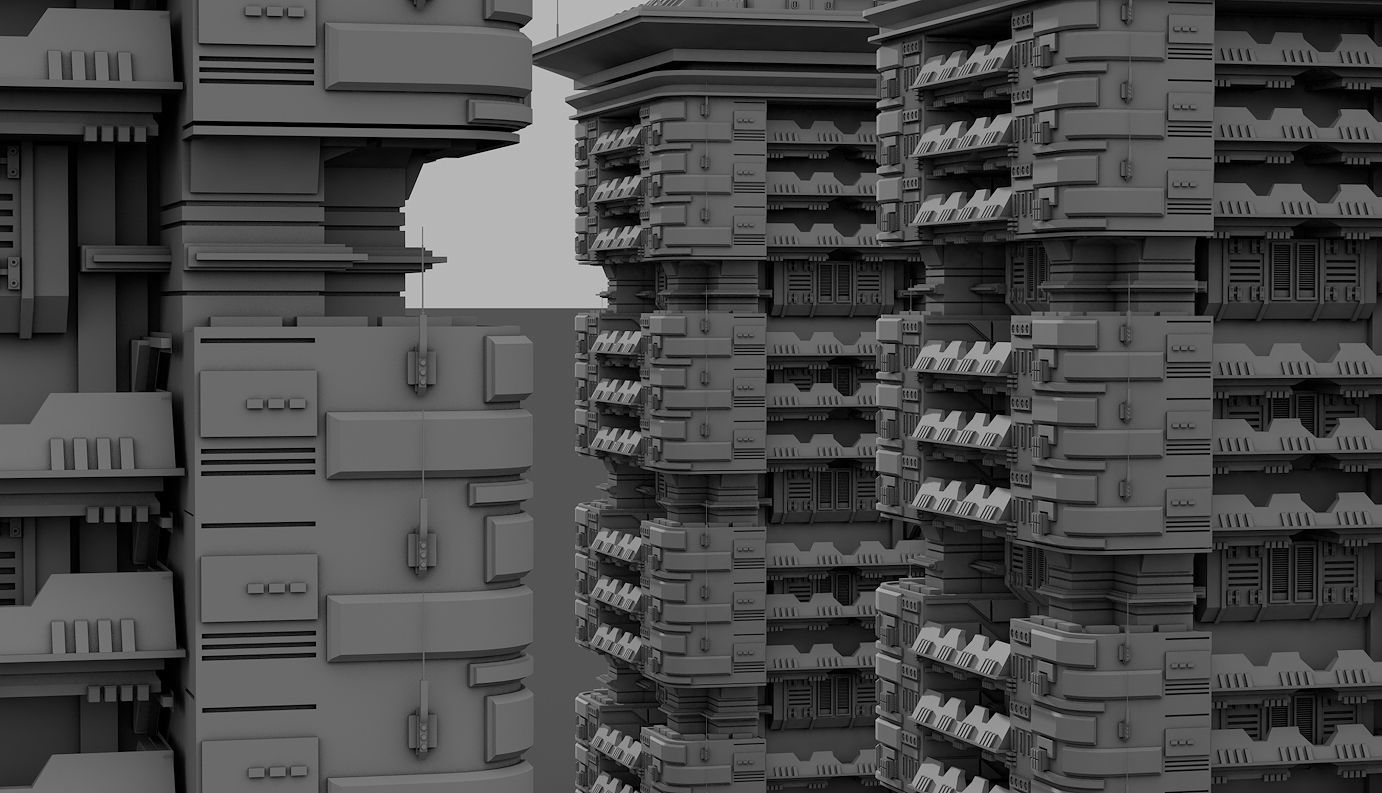 Futuristic Buildings Pack 3D model_14