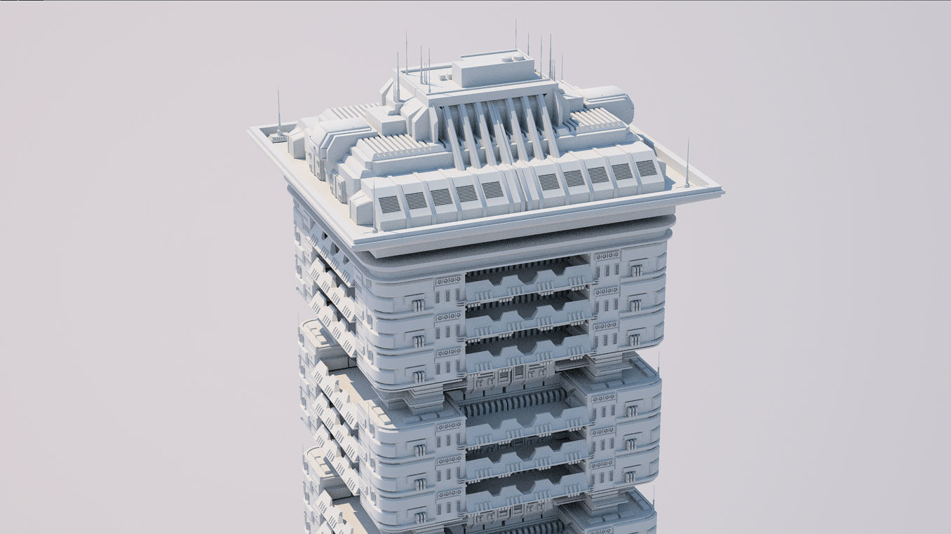 Futuristic Buildings Pack 3D model_8