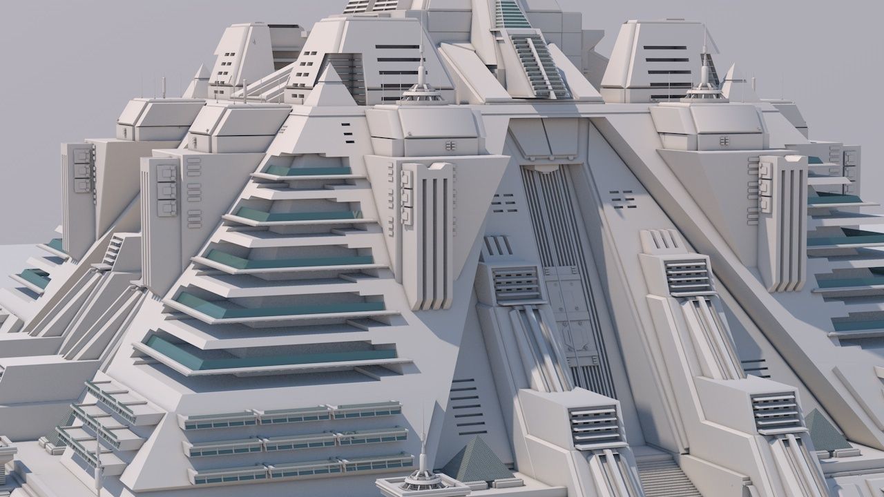 Futuristic Buildings Pack 3D model_22