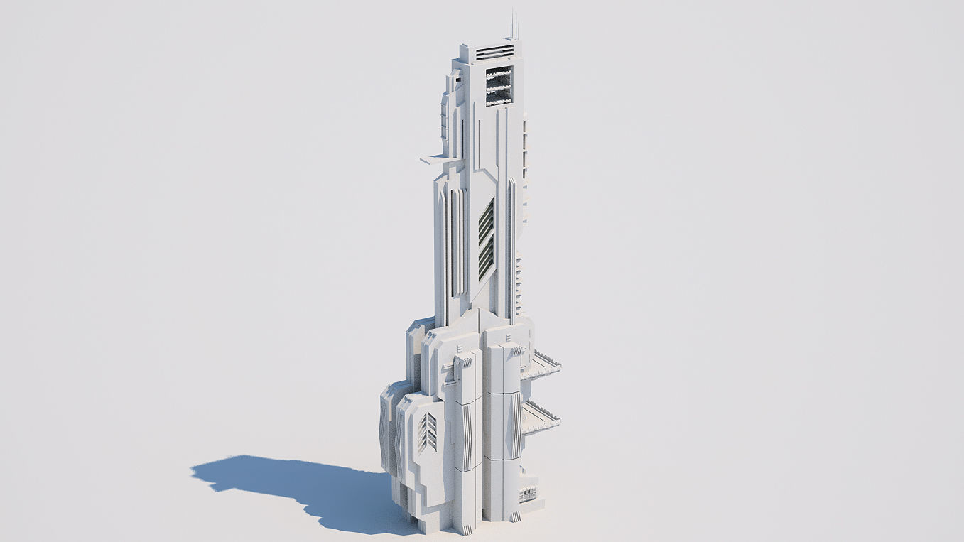 Futuristic Buildings Pack 3D model_80