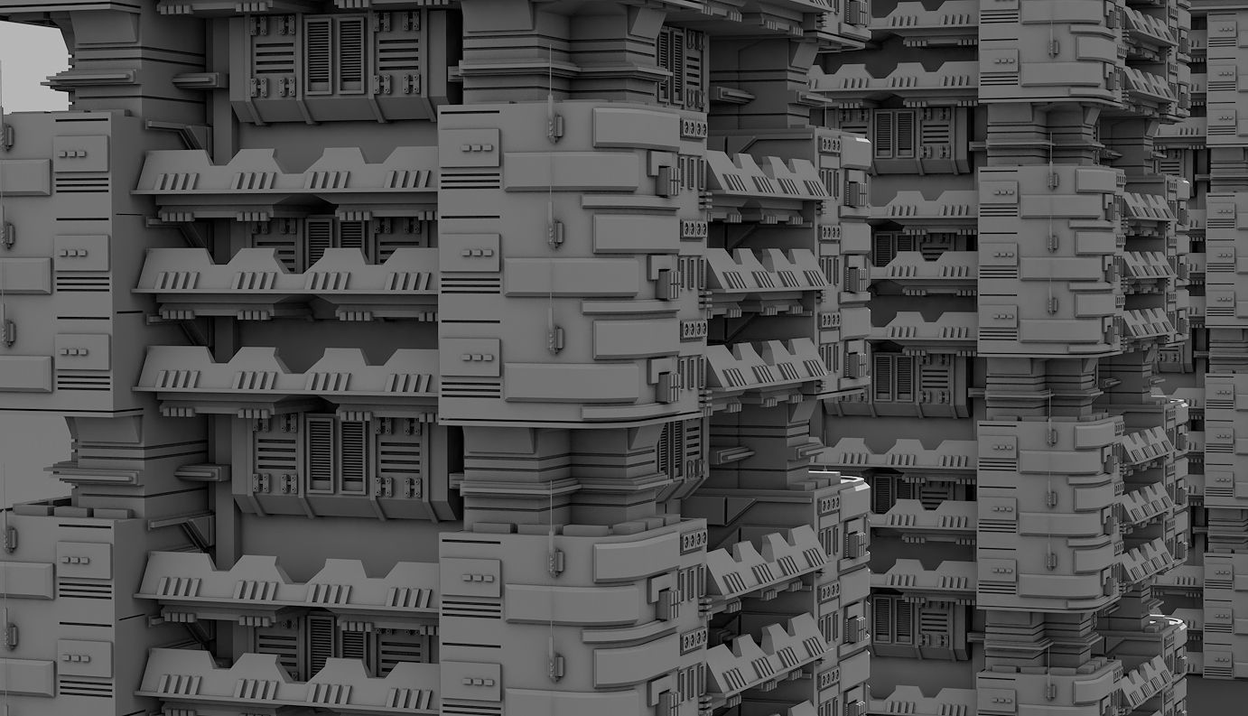 Futuristic Buildings Pack 3D model_15