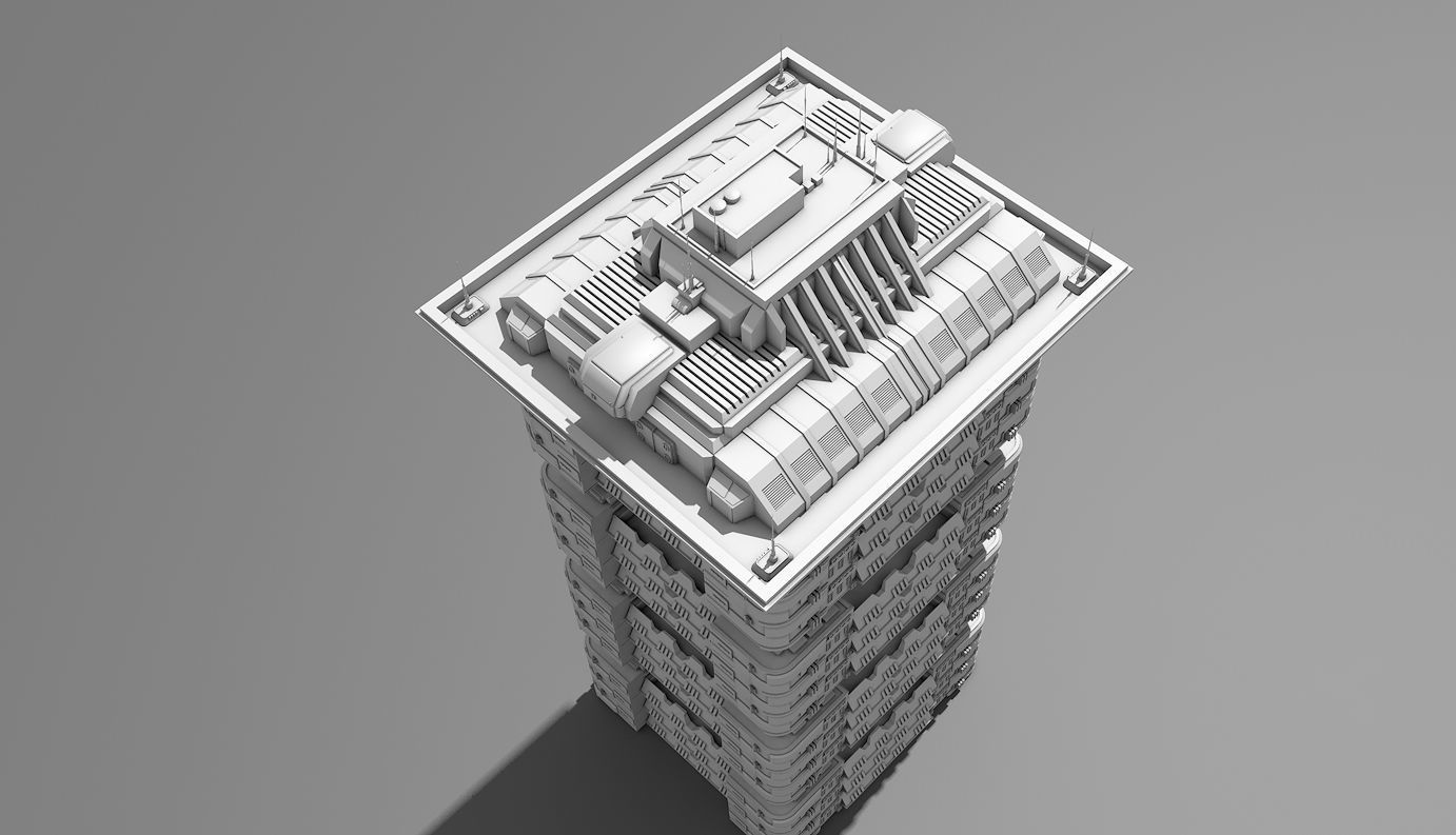 Futuristic Buildings Pack 3D model_12