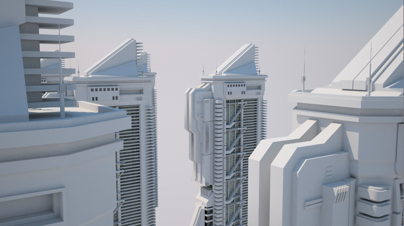 Futuristic Buildings Pack 3D model_7