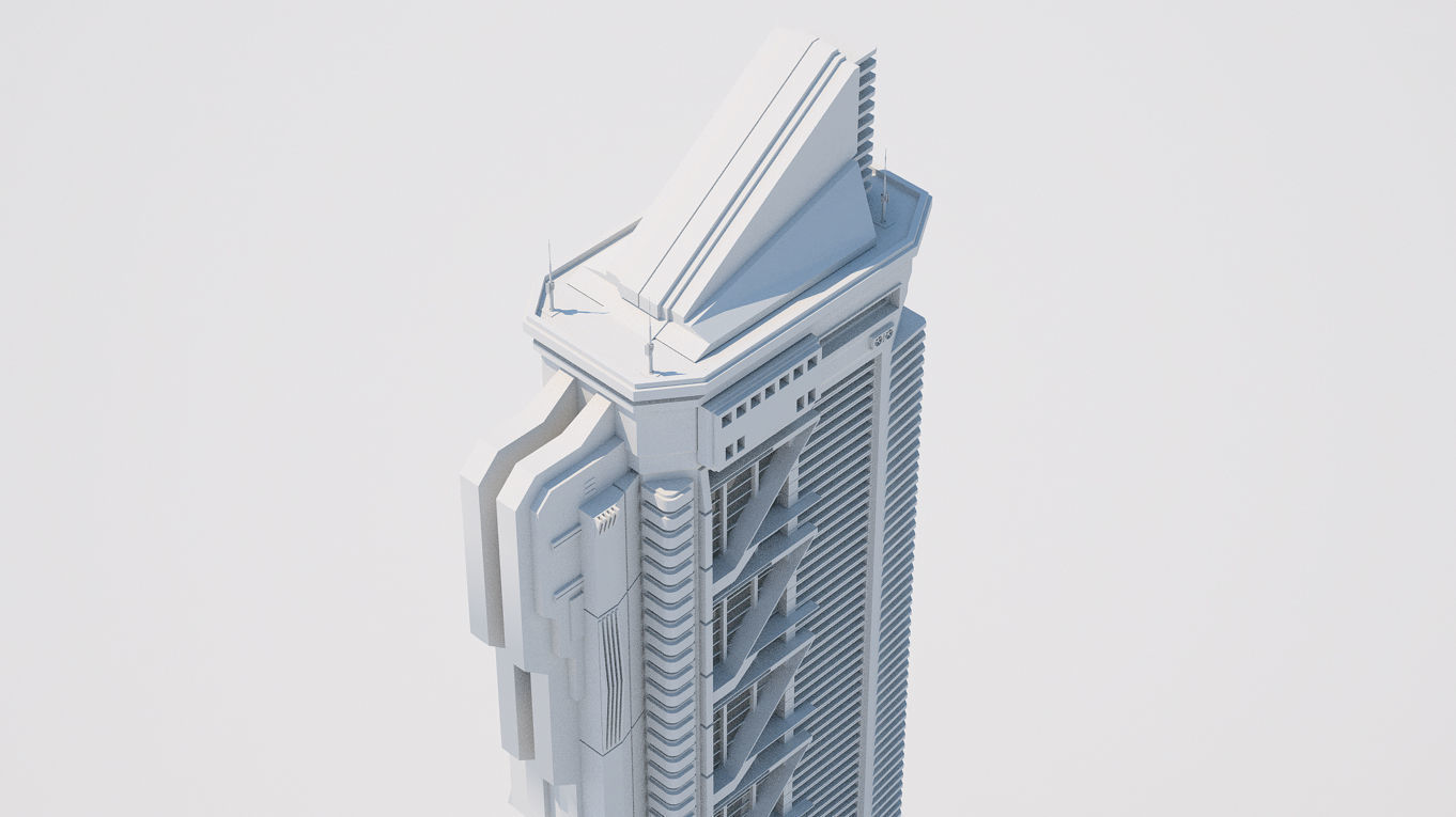 Futuristic Buildings Pack 3D model_6