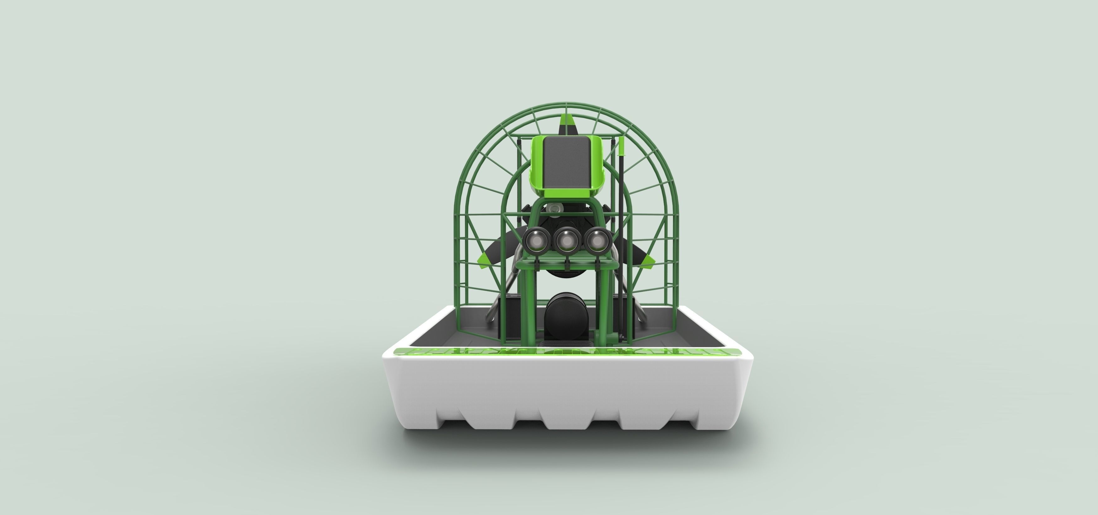 Airboat alligator boat with seats 3D model_5