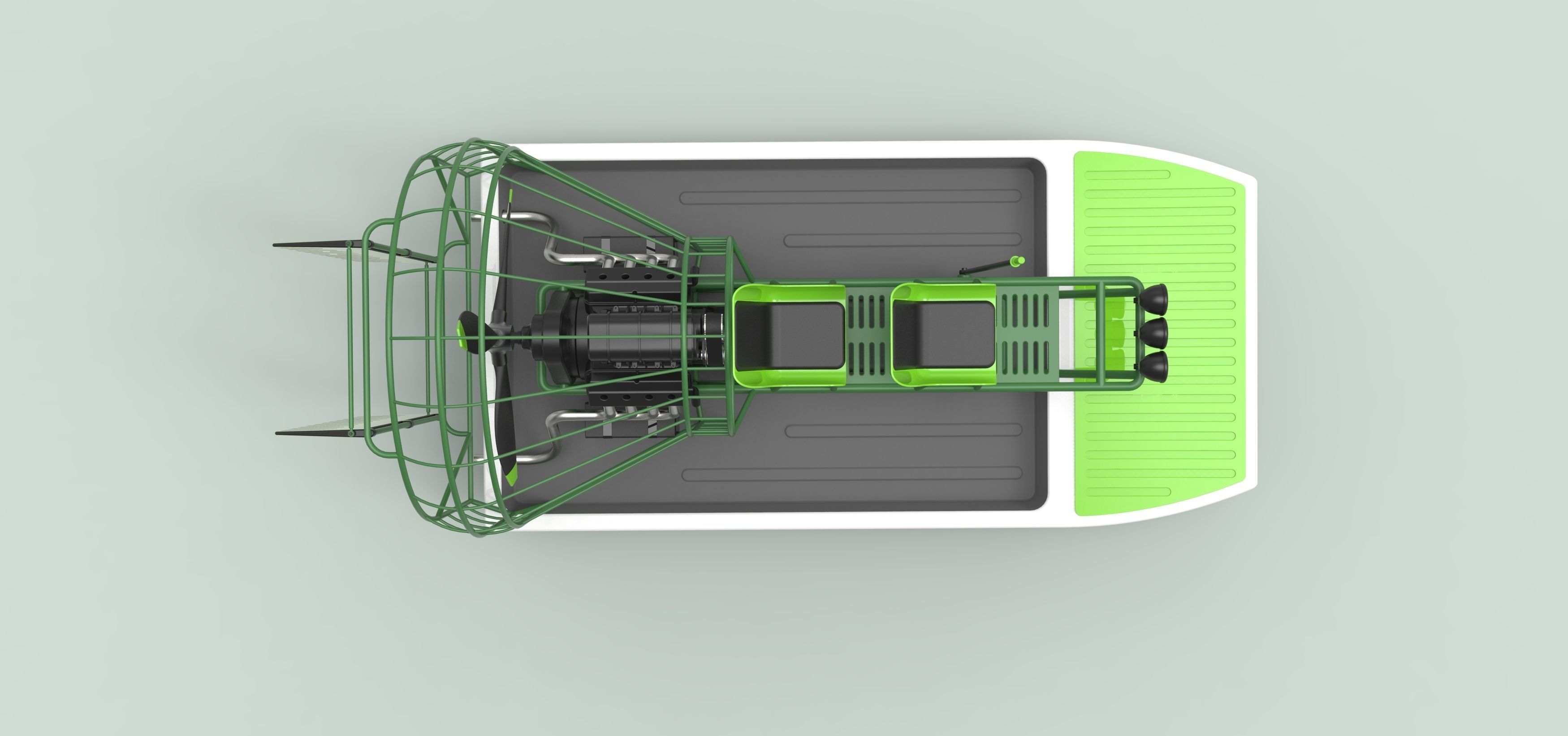 Airboat alligator boat with seats 3D model_8