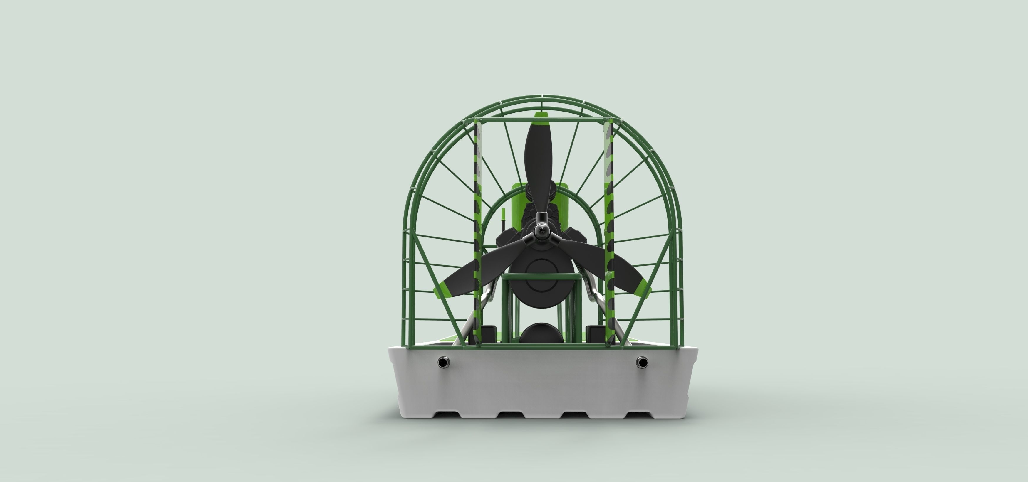 Airboat alligator boat with seats 3D model_10