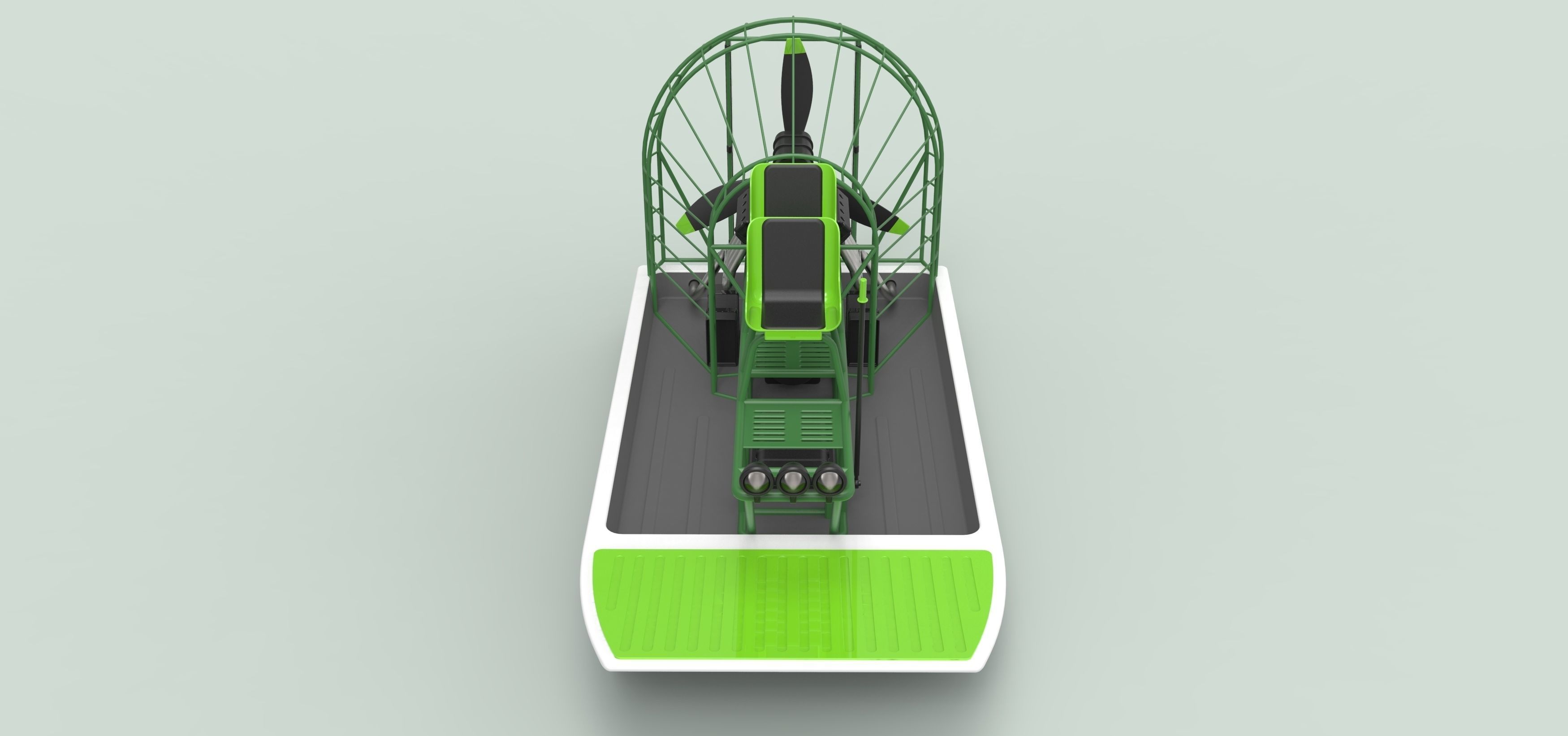Airboat alligator boat with seats 3D model_4