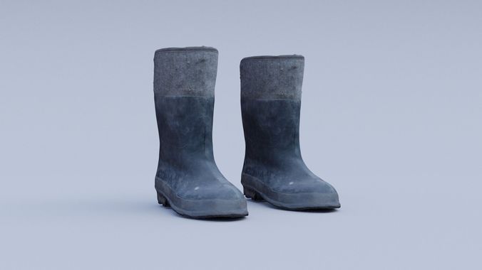 Old Worn Rain Boots 3D model