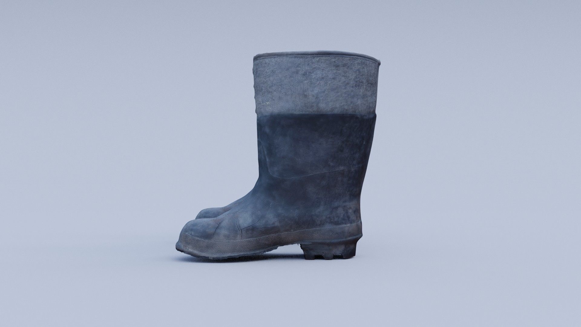Old Worn Rain Boots 3D model_1
