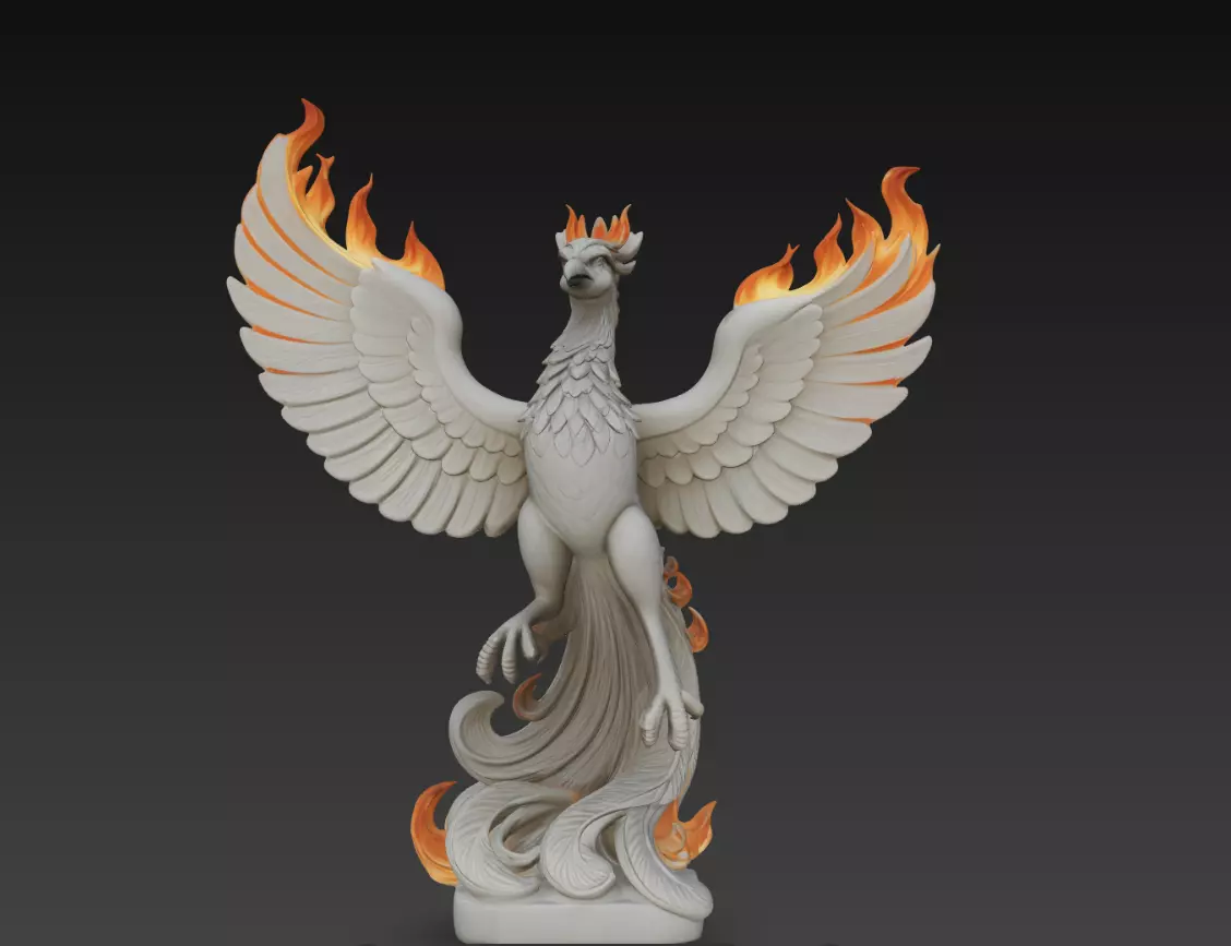 Rising Phoenix Sculpture Flame Tail Mythical Bird STL Model 3D print model