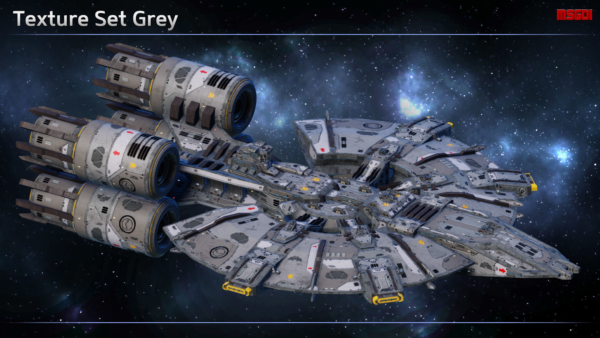 Spaceship Cruiser Cerberus Low-poly 3D model_10