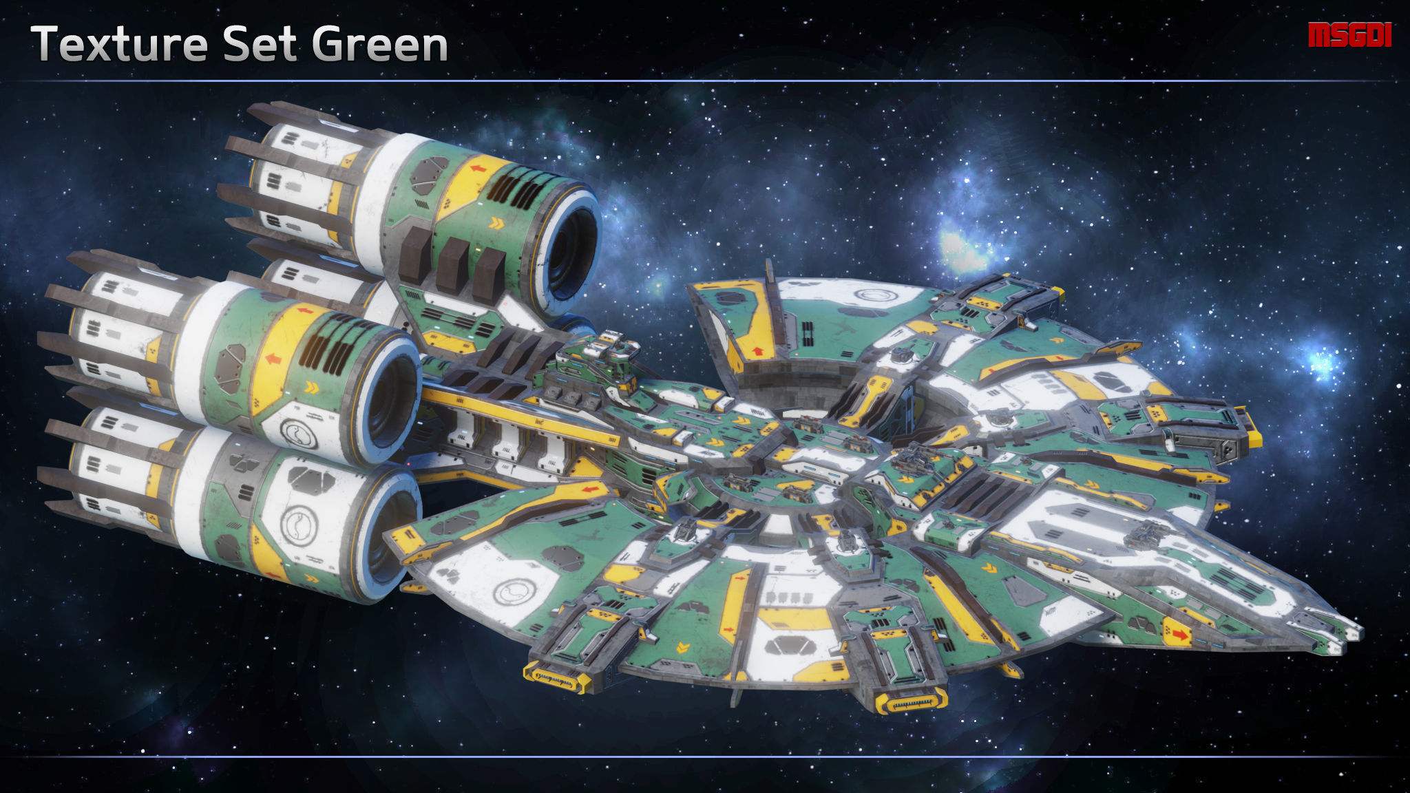 Spaceship Cruiser Cerberus Low-poly 3D model_9