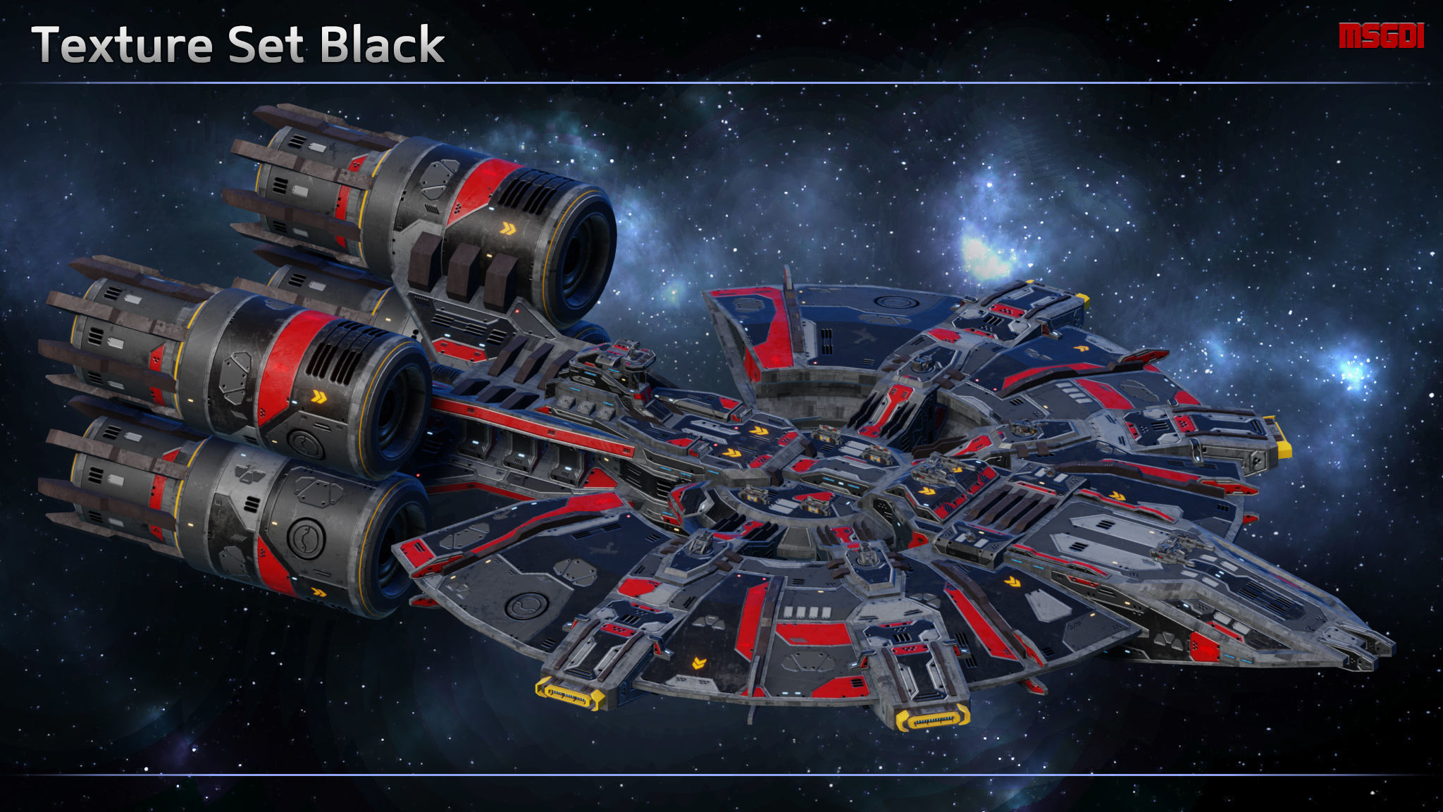 Spaceship Cruiser Cerberus Low-poly 3D model_7