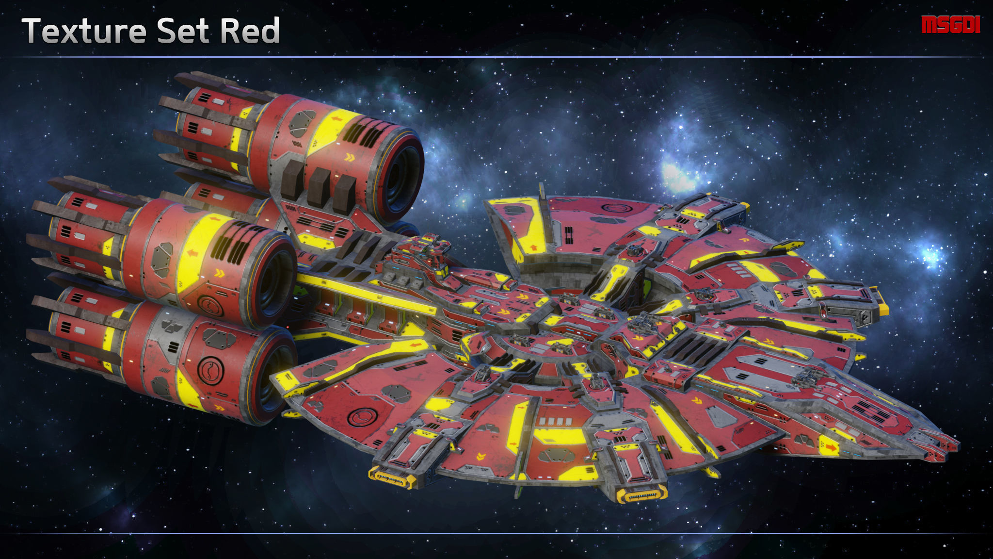 Spaceship Cruiser Cerberus Low-poly 3D model_11