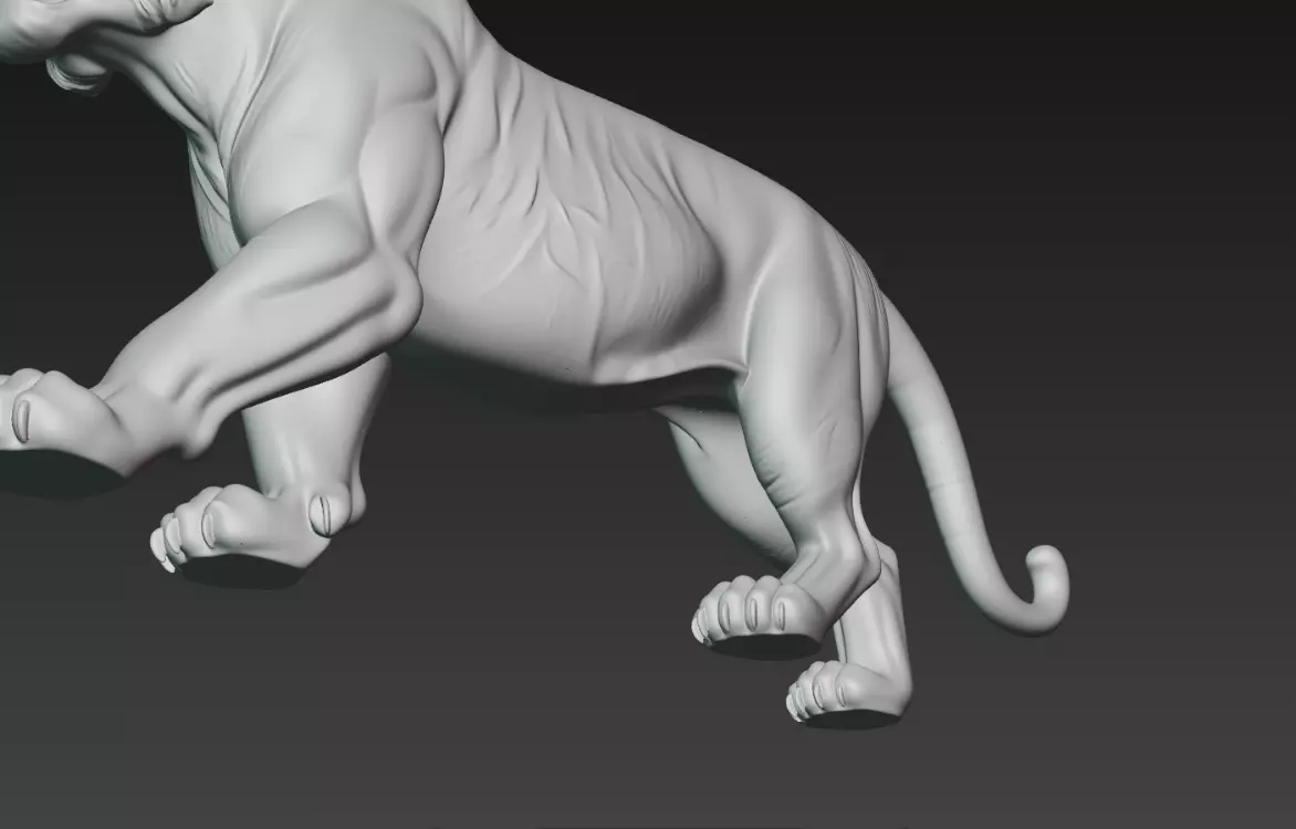White Tiger Walking Pose Realistic Wildlife STL Model 3D model 3D